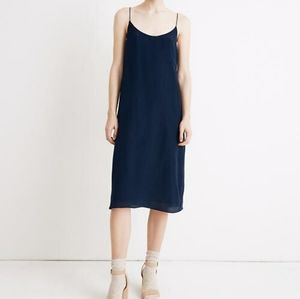 Madewell Silk Tie-back Slip Dress in Navy
